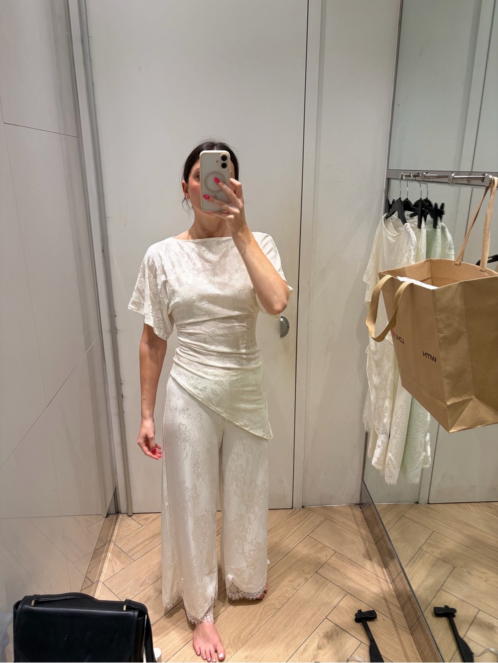 H&M Satin Jacquard pant and Knit Top
